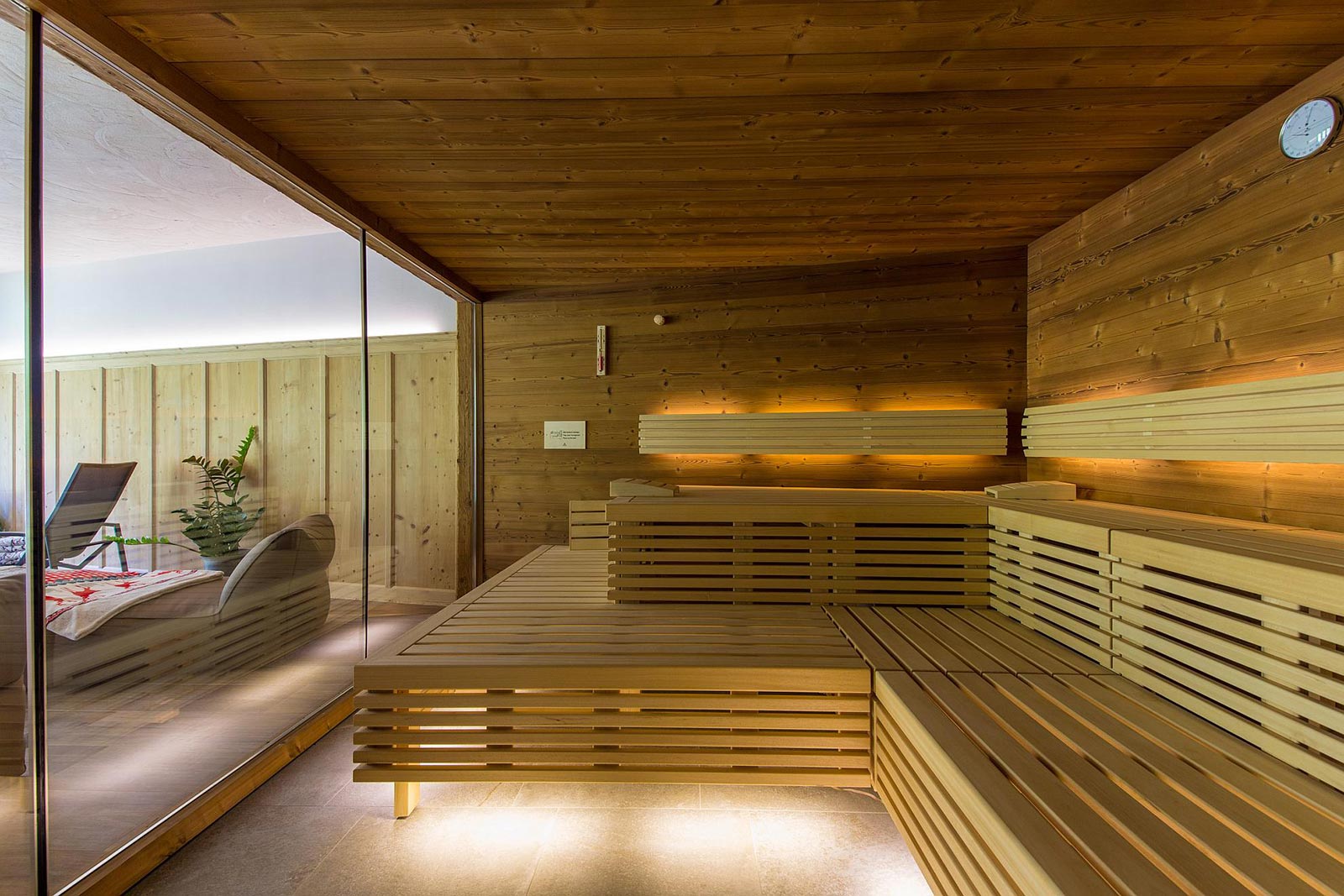Detail of the sauna at the Residence in Val Passiria
