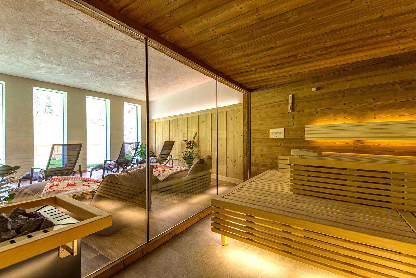 Detail of the spa area at the Residence in Val Passiria